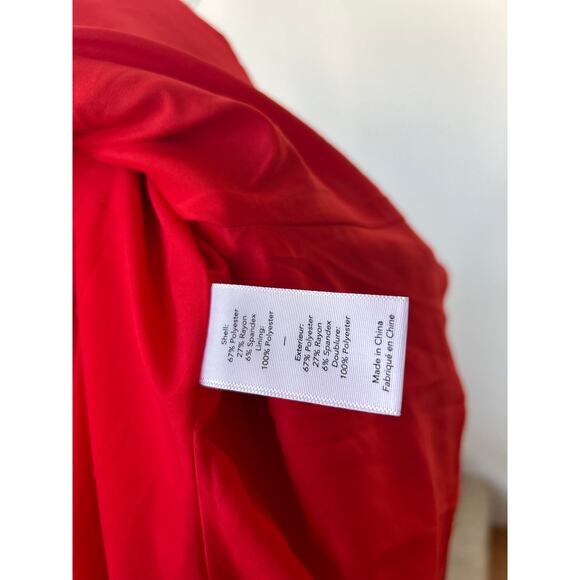 Likely Classic Red Twist Halter Neck Flutter Hem Mini Sheath Dress - Picture 7 of 8